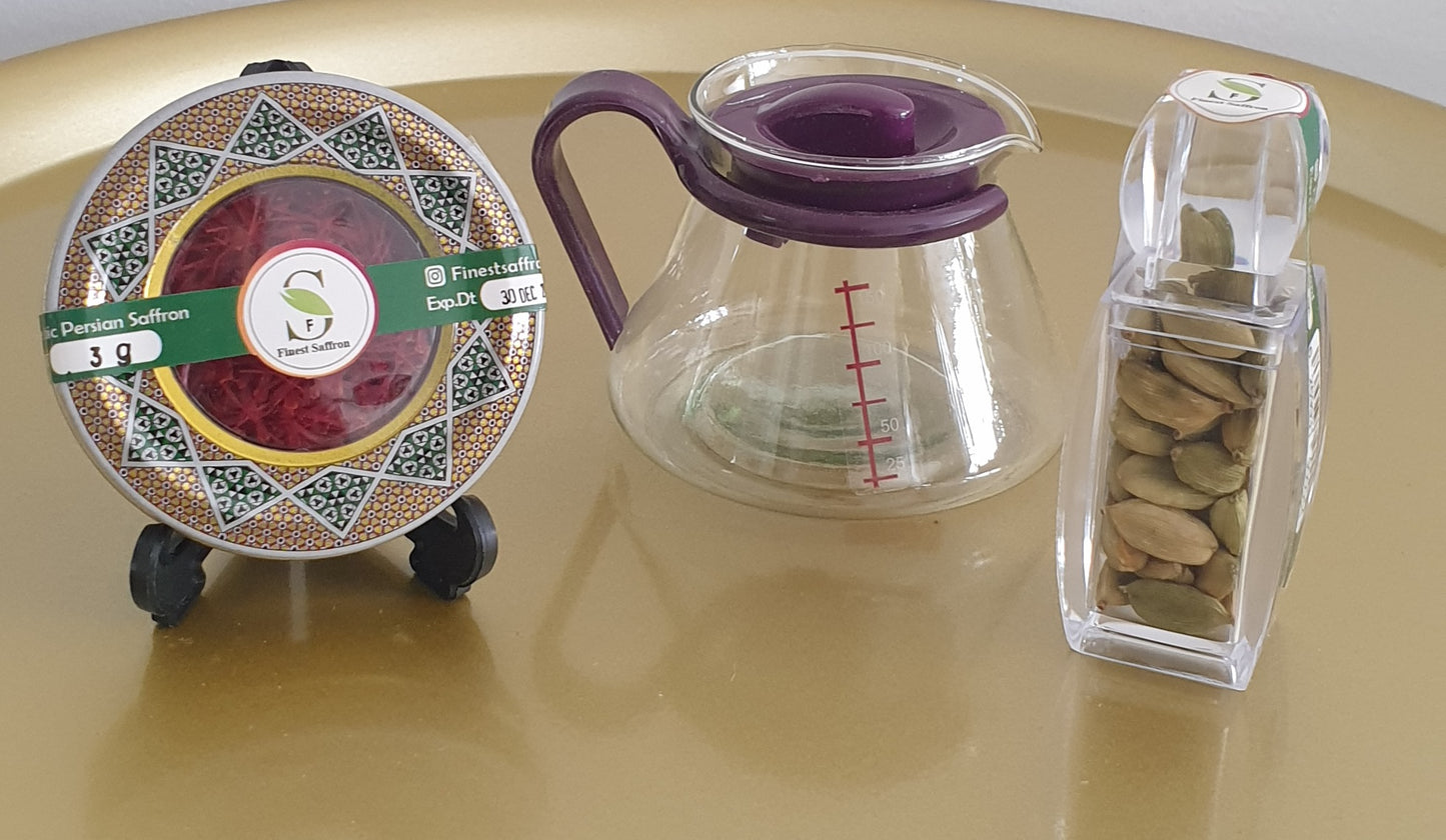 Premium Negin Saffron Bundle 3g Saffron + A Saffron Steamer + 15g Cardamom